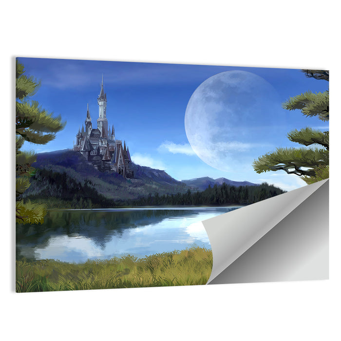Moonlit Medieval Castle Wall Art as a poster print