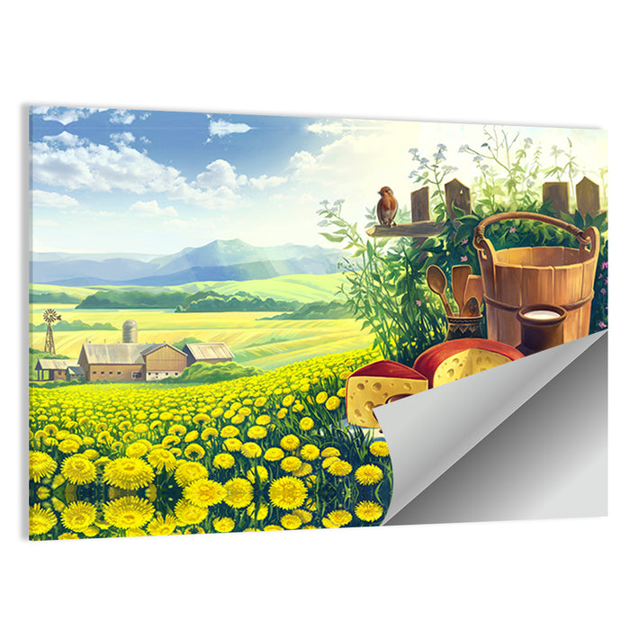 Dandelion Field Landscape Wall Art as a poster print