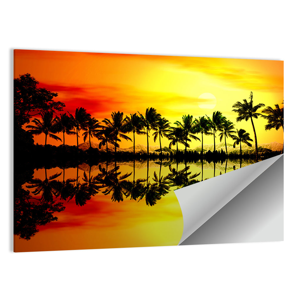 Tropical Palm Beach Sunset Wall Art