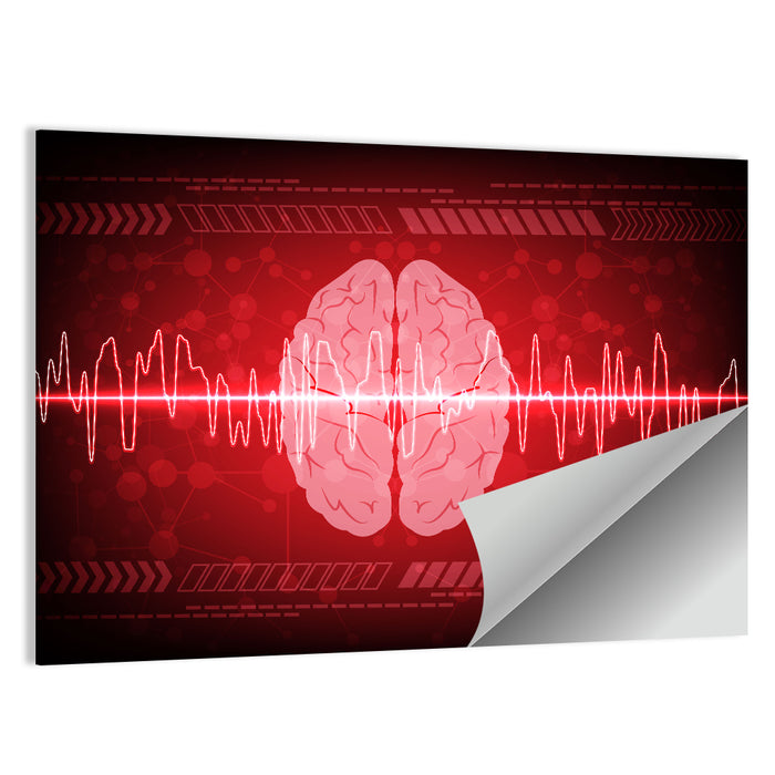 Red Brain Wave Concept Wall Art as a poster print