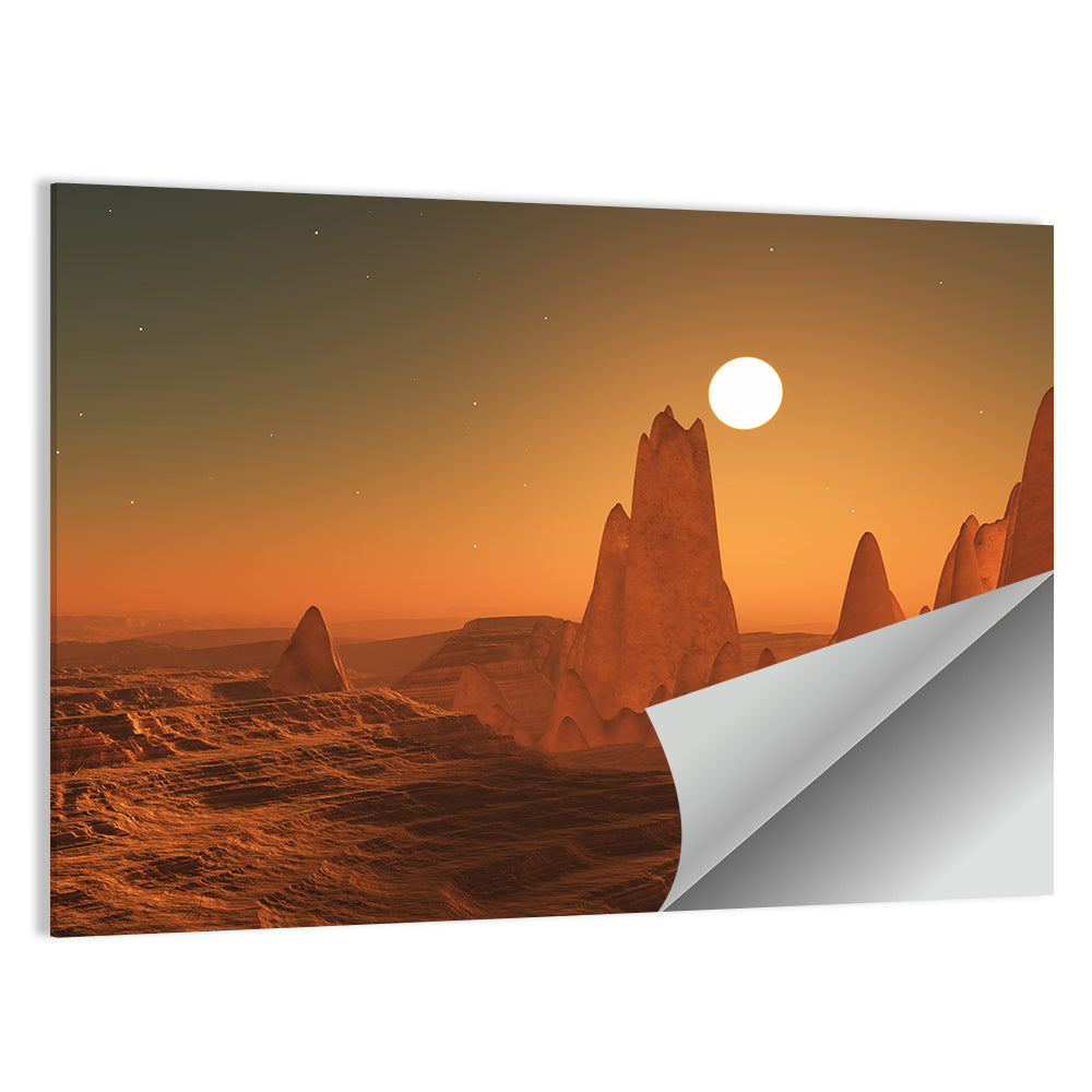 3d Surreal Alien Sunset Wall Art