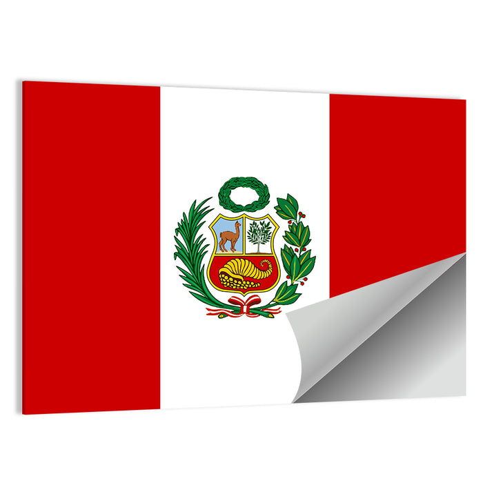 Peruvian Flag with Coat of Arms Wall Art as a poster print