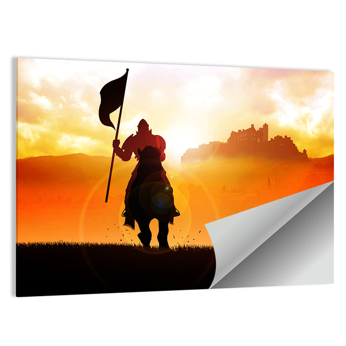 Knight Silhouette at Sunset Wall Art as a poster print