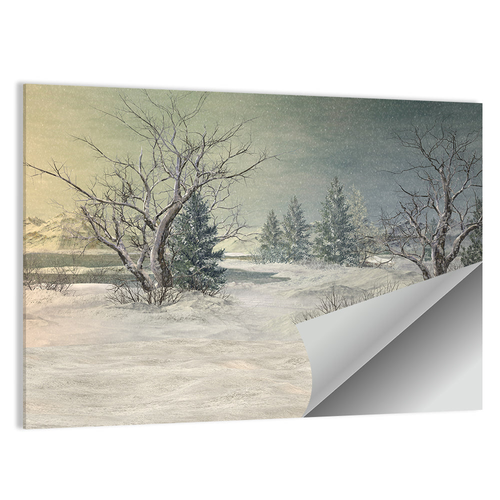 Snowy Pine Forest Fantasy Wall Art