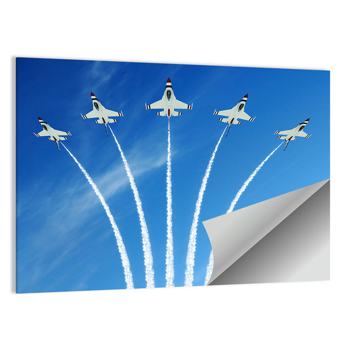 Five Fighter Jets Aerobatic Formation Wall Art as a poster print