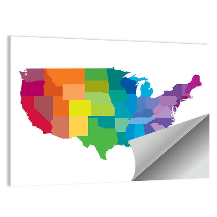 Rainbow United States Map Wall Art as a poster print