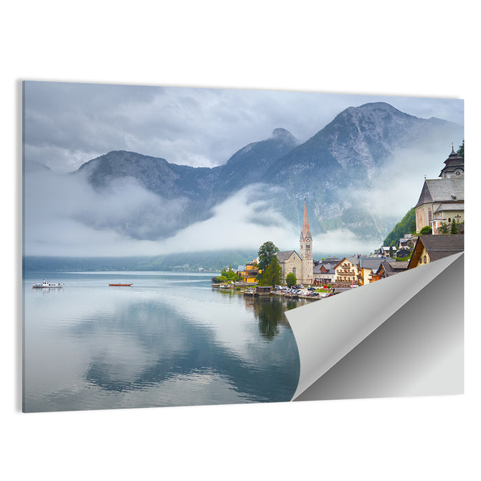 Hallstatt Lakeside Village Reflection Wall Art as a poster print