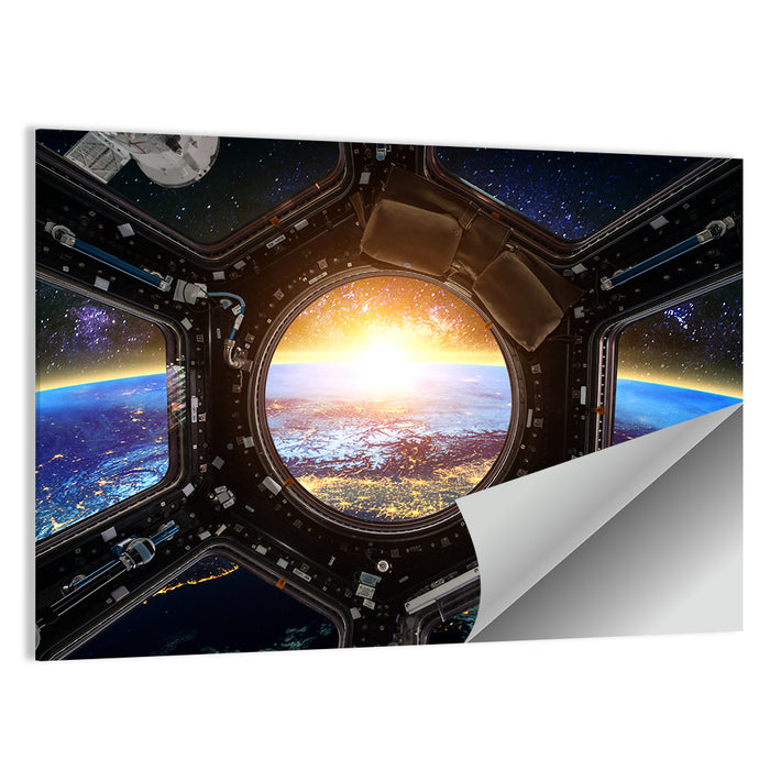 Earthrise Through Spacecraft Window Wall Art as a poster print