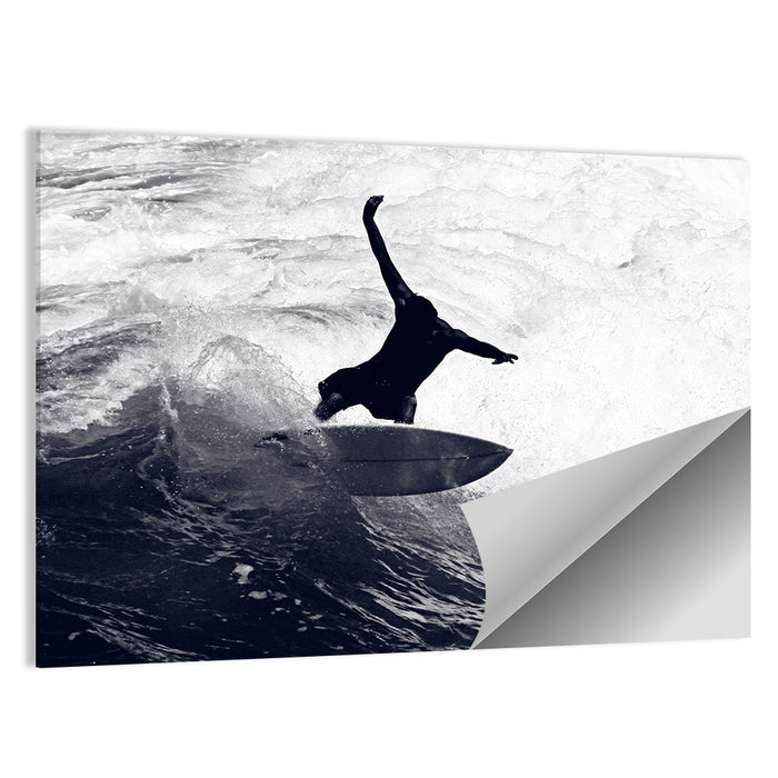 Dog Surfer Riding Waves Wall Art as a poster print