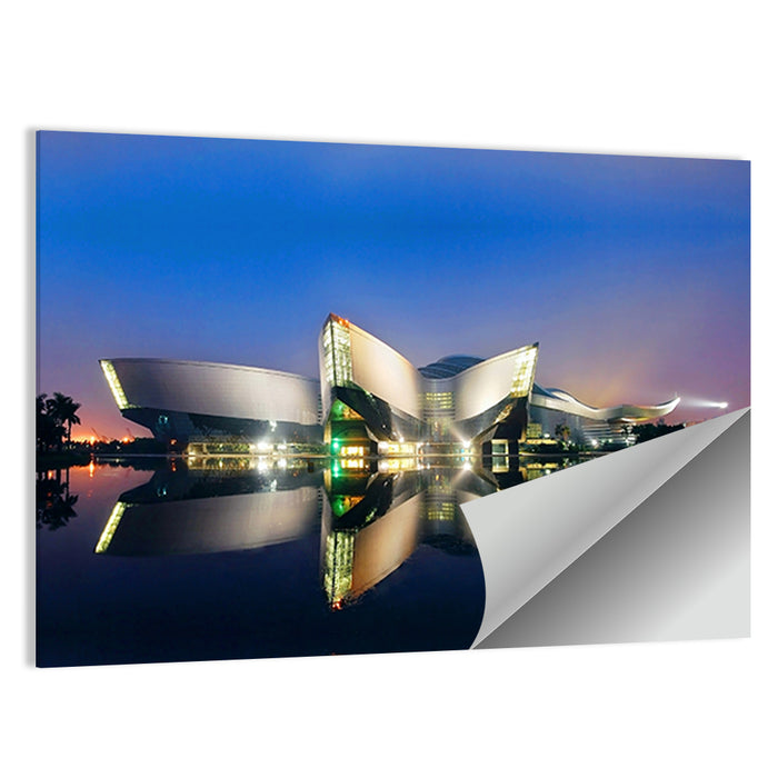Guangdong Science Center Night Reflection Wall Art as a poster print