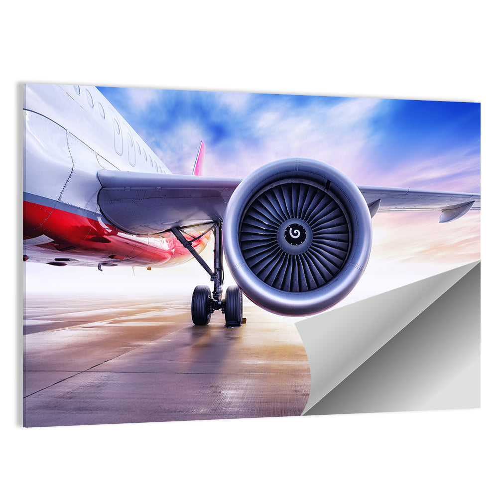 Low Angle Jet Engine on Tarmac Wall Art
