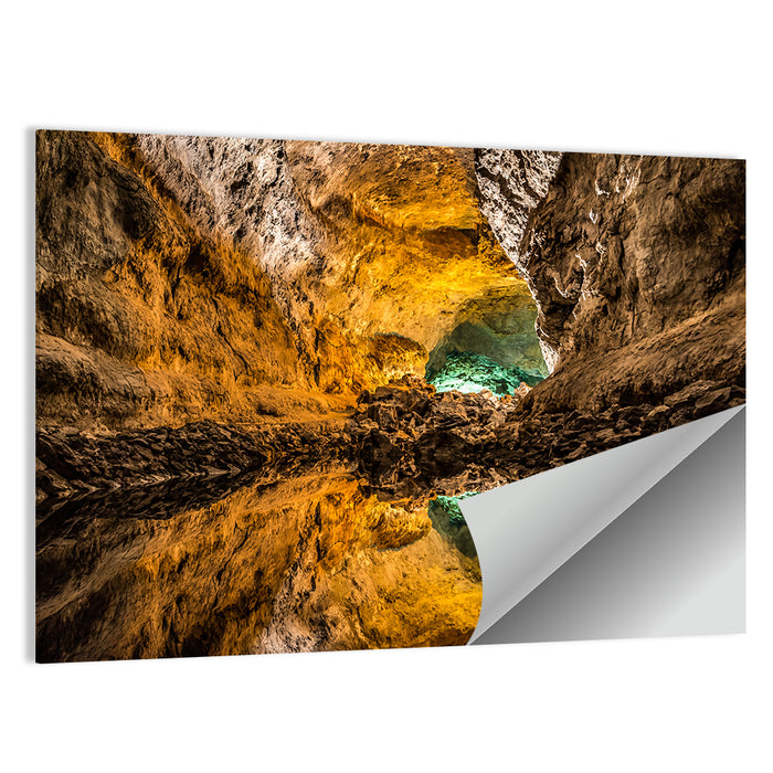Glowing Green Cave Reflection Wall Art as a poster print