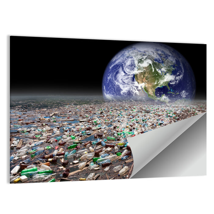 Earth Sinking Into Plastic Ocean Wall Art as a poster print