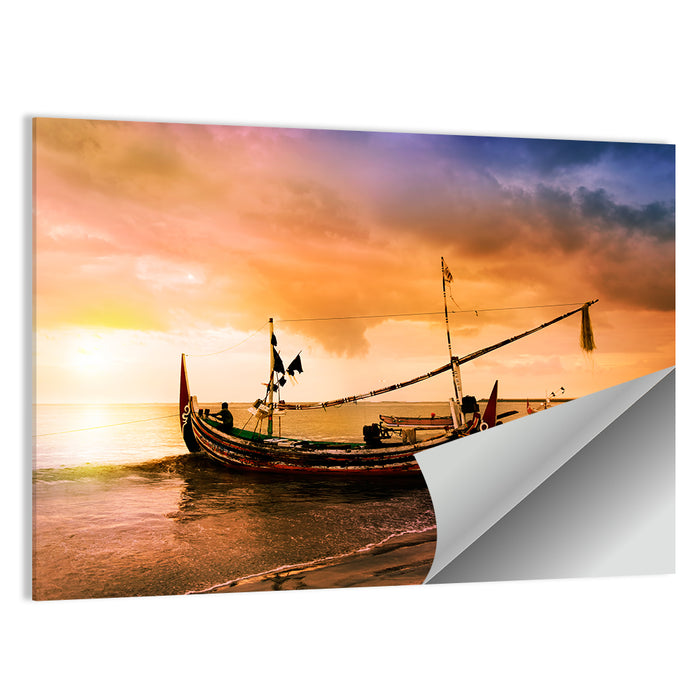 Fishing Boat on Bali Beach Wall Art as a poster print