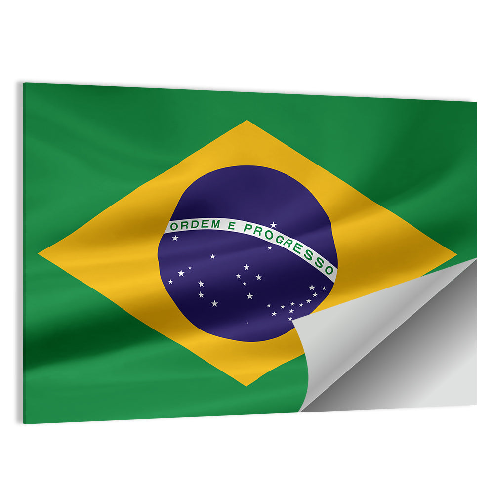 Brazil Flag with Ordem E Progresso Wall Art