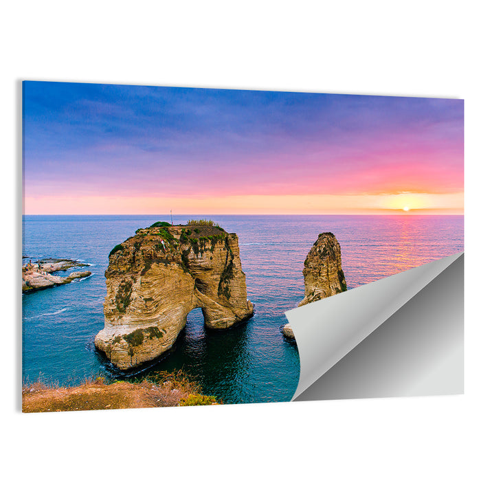 Raouché Rocks at Dusk, Beirut Wall Art as a poster print