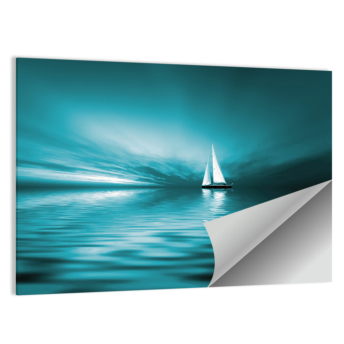 Sunset Sailboat Silhouette Wall Art as a poster print