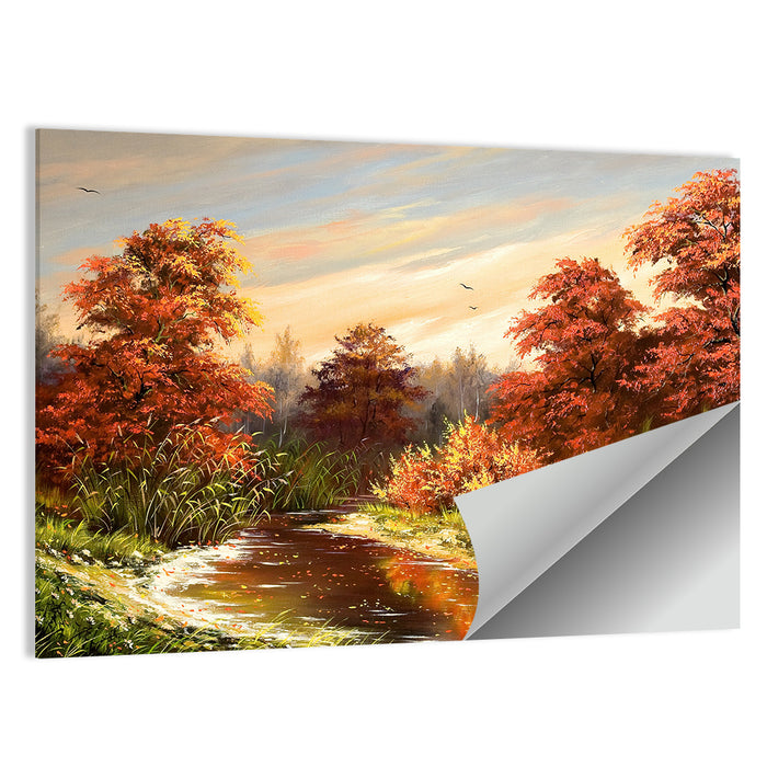 Winding Autumn River Wall Art as a poster print