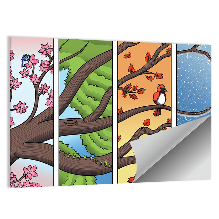 Four Seasons Tree Branch Wall Art as a poster print