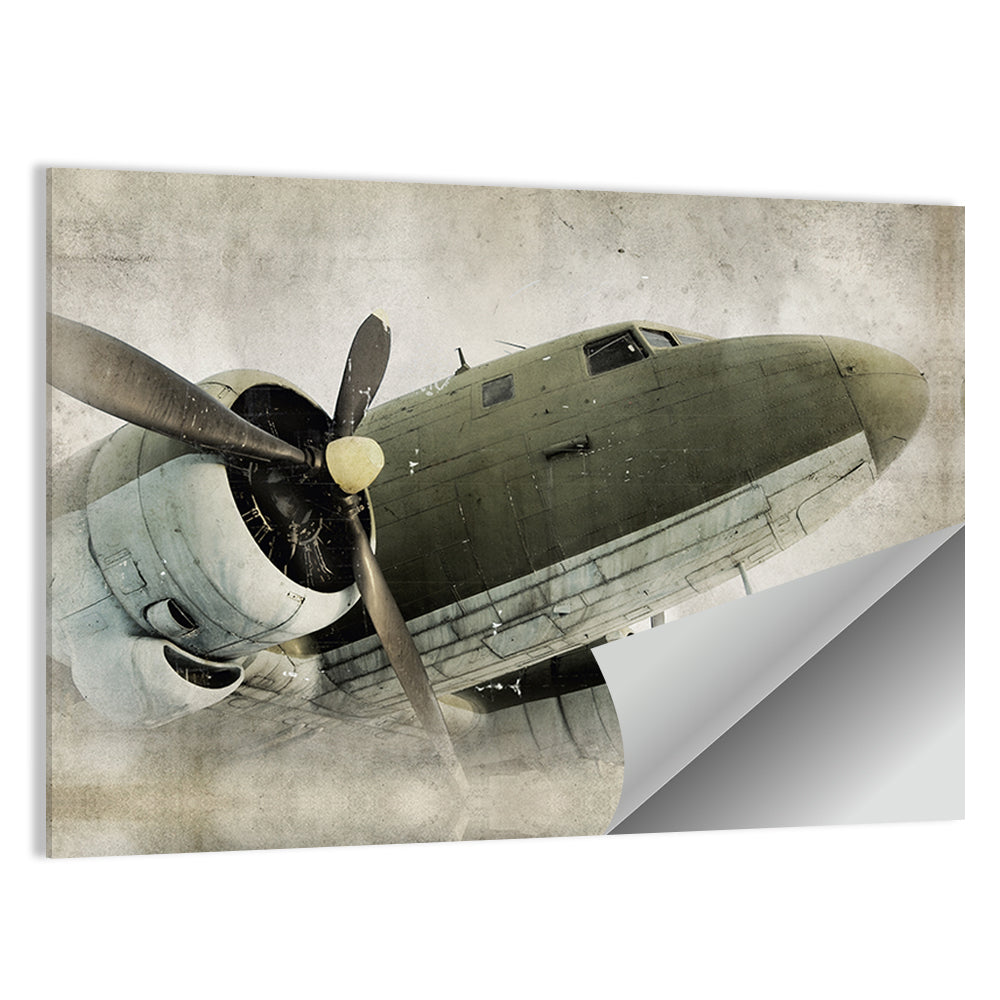 Low Angle Vintage Propeller Airplane Wall Art