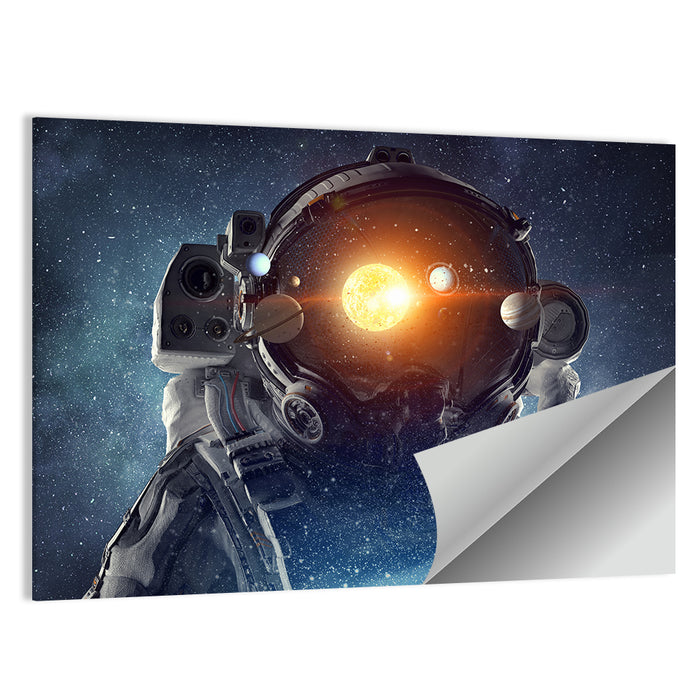 Astronaut Helmet with Solar System Wall Art as a poster print