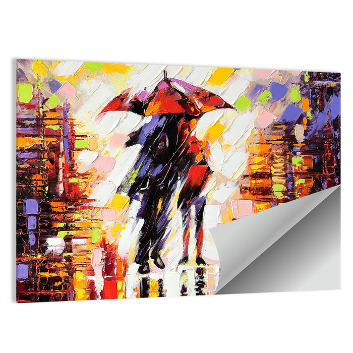 Couple Under Red Umbrella Wall Art as a poster print