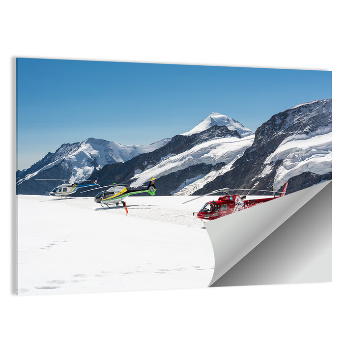Sightseeing Helicopters on Aletsch Glacier Wall Art as a poster print