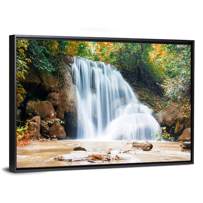 Planthong Waterfall Phuphaman Thailand Wall Art as a framed canvas