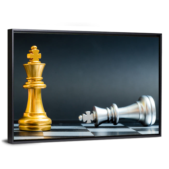 Gold King Victorious Over Fallen Silver King Wall Art as a framed canvas