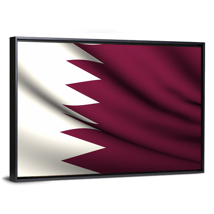 Waving Qatar Flag Wall Art as a framed canvas