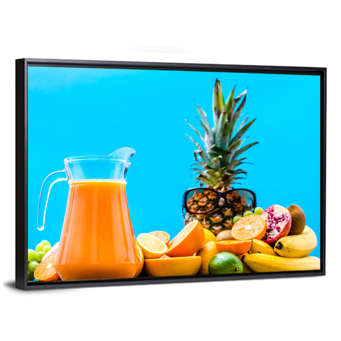 Fresh Tropical Juice Wall Art as a framed canvas