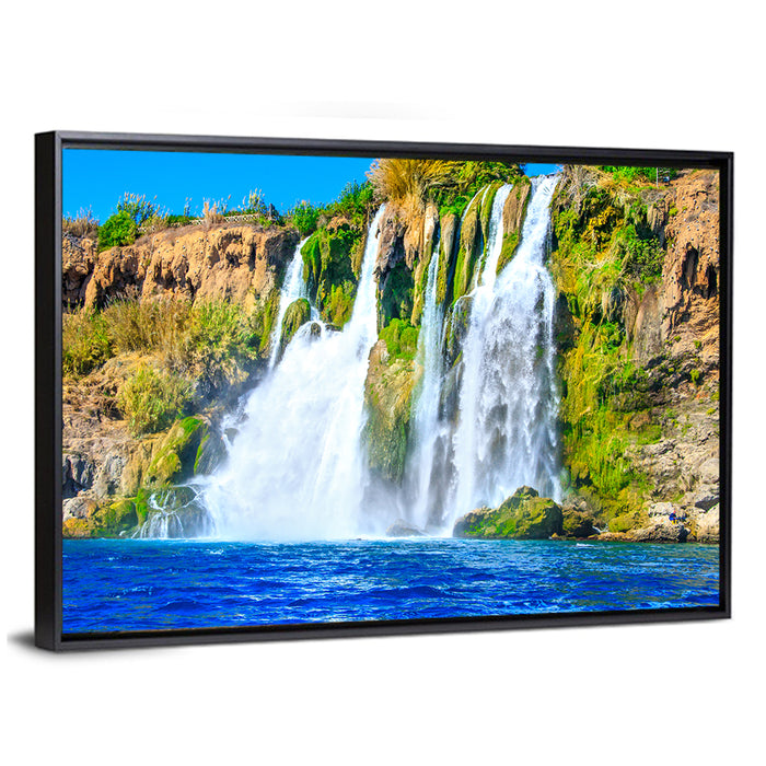 Duden Waterfalls Cliffside, Antalya Wall Art as a framed canvas