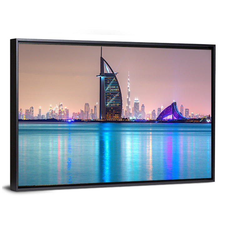 Dubai Night Skyline Wall Art