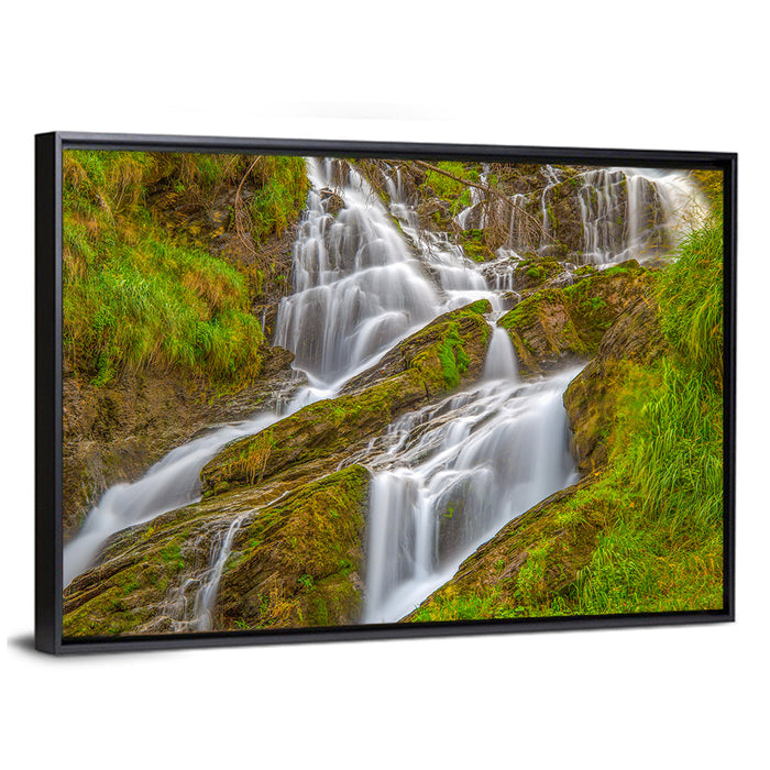 Tiered Waterfall in Val D'aosta Wall Art as a framed canvas