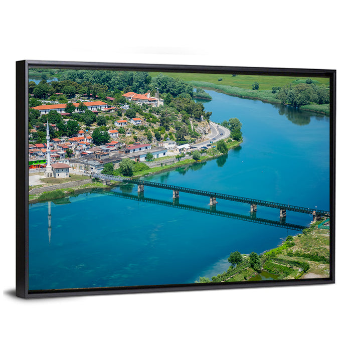 Rozafa Fortress Over Buna River Wall Art as a framed canvas