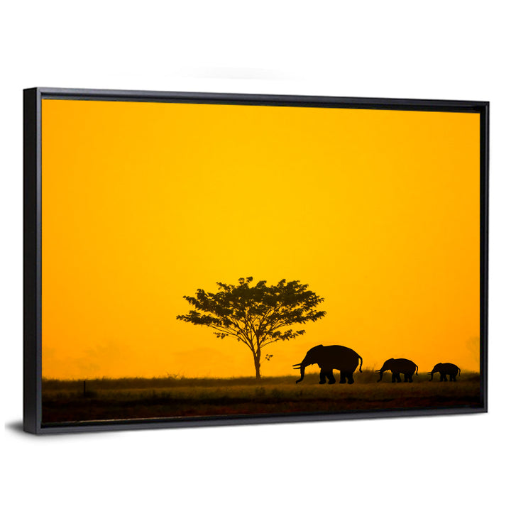 Thailand Elephant Silhouettes Wall Art
