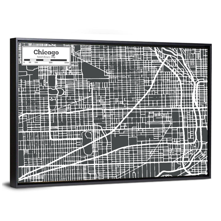 Chicago Street Grid Map Wall Art