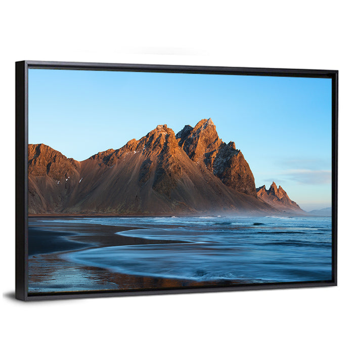 Vestrahorn Jagged Peaks at Stokksnes Wall Art as a framed canvas