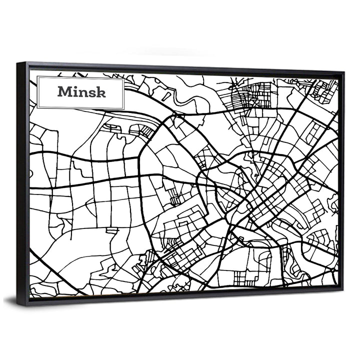 Minsk Street Grid Map Wall Art