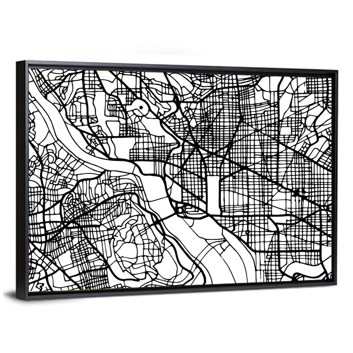 Washington Dc Street Grid Map Wall Art as a framed canvas