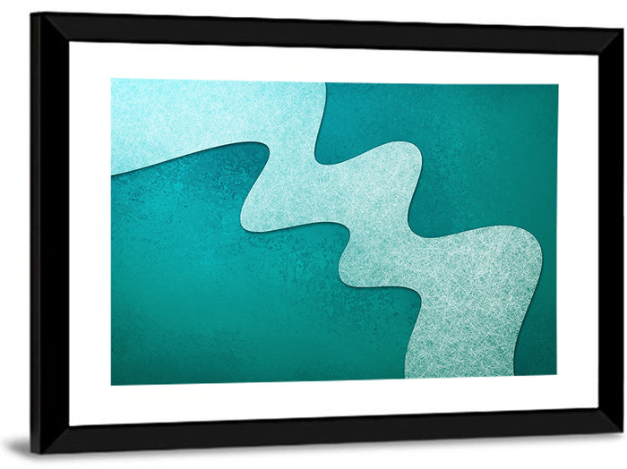 Teal Wavy Texture Wall Art as a framed print