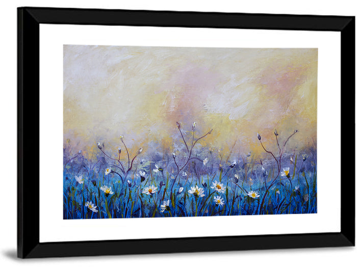 Chamomile Wildflower Meadow Wall Art as a framed print