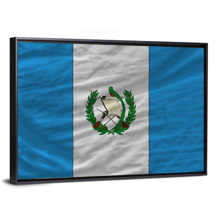Guatemala Flag with Coat of Arms Wall Art as a framed canvas
