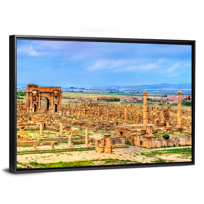 Timgad Ruins, Arch of Trajan Wall Art as a framed canvas