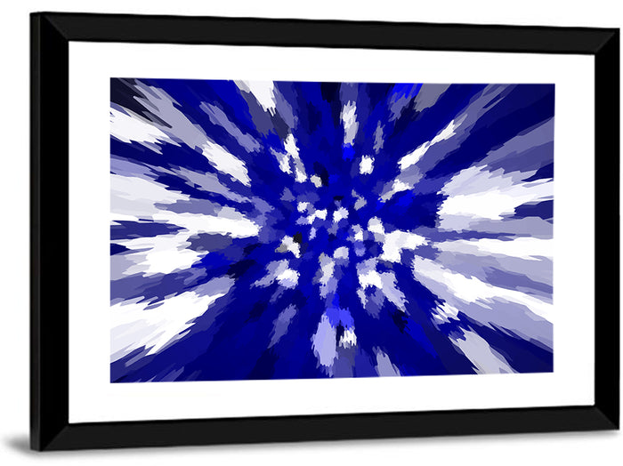 Radial Blue Starburst Wall Art as a framed print