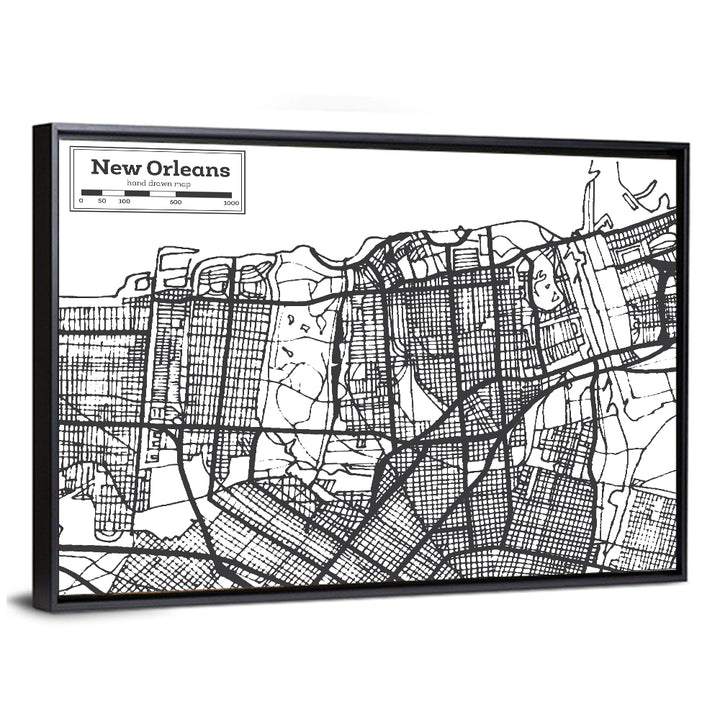New Orleans Hand-drawn Map Wall Art