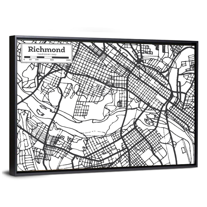 Richmond City Grid Map Wall Art