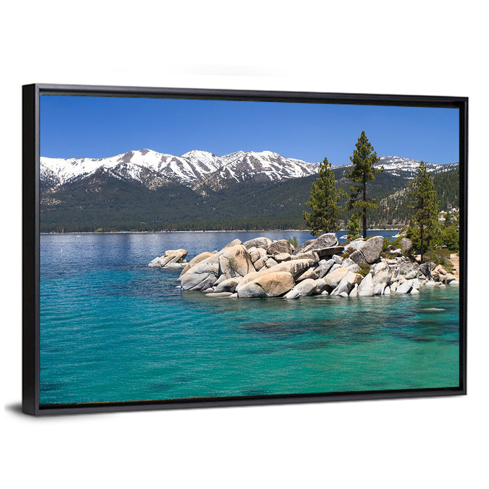 Sand Harbor Boulders Lake Tahoe Wall Art as a framed canvas