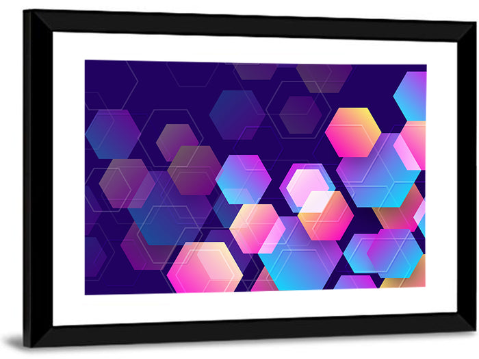 Translucent Hexagon Pattern Wall Art as a framed print