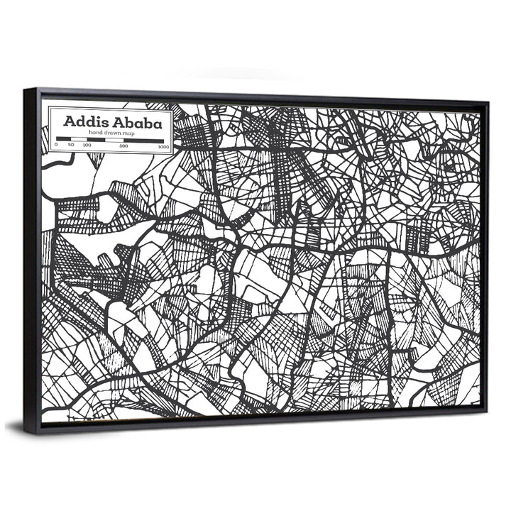 Addis Ababa Hand-drawn Map Wall Art